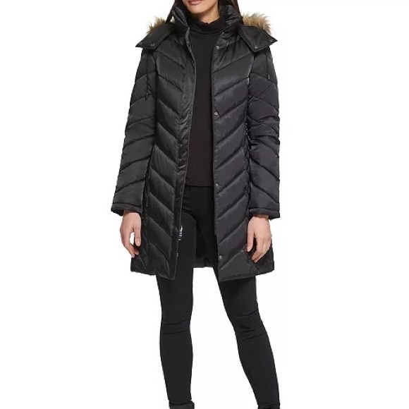 Kenneth Cole New York - Women's Down Parka Coat / Quilted Winter Jacket - Picture 6 of 8